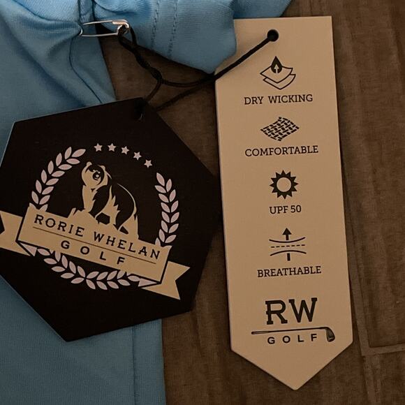 Rorie Whelan Golf Mens XL Light Blue Short Sleeve Stretch Polo Shirt Modern Fit - Picture 3 of 5